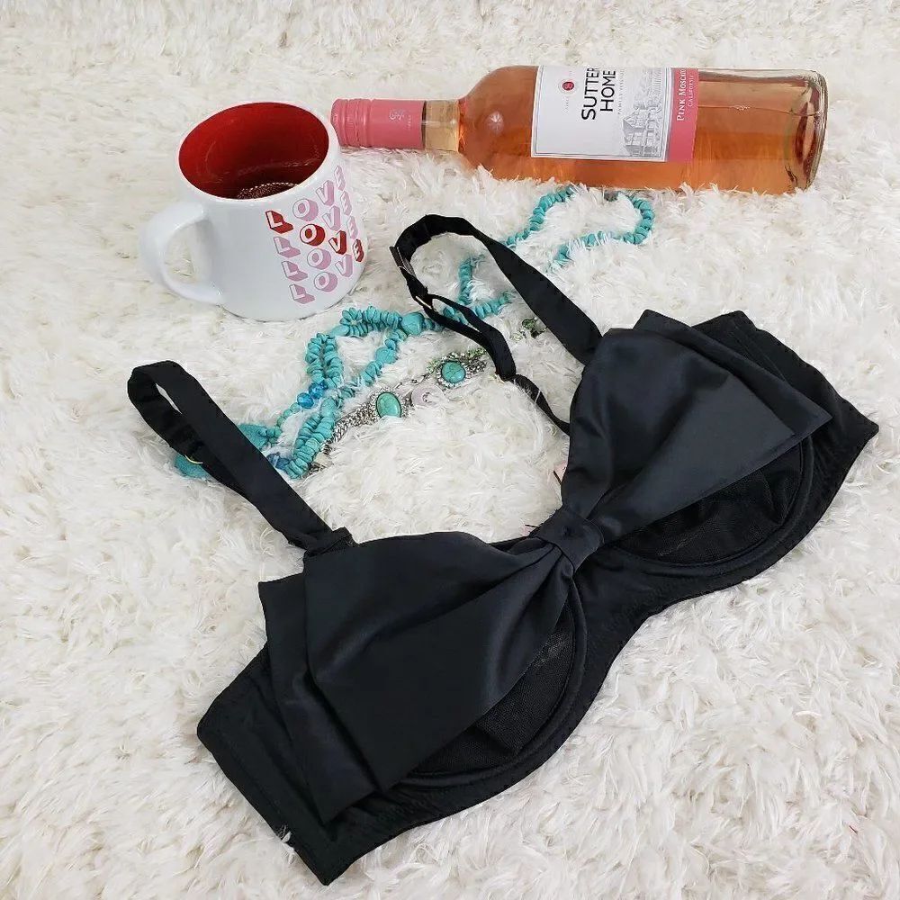 VS Dream Angels Black Bow Without Padding PushUp Bra 36 DDD NEW!